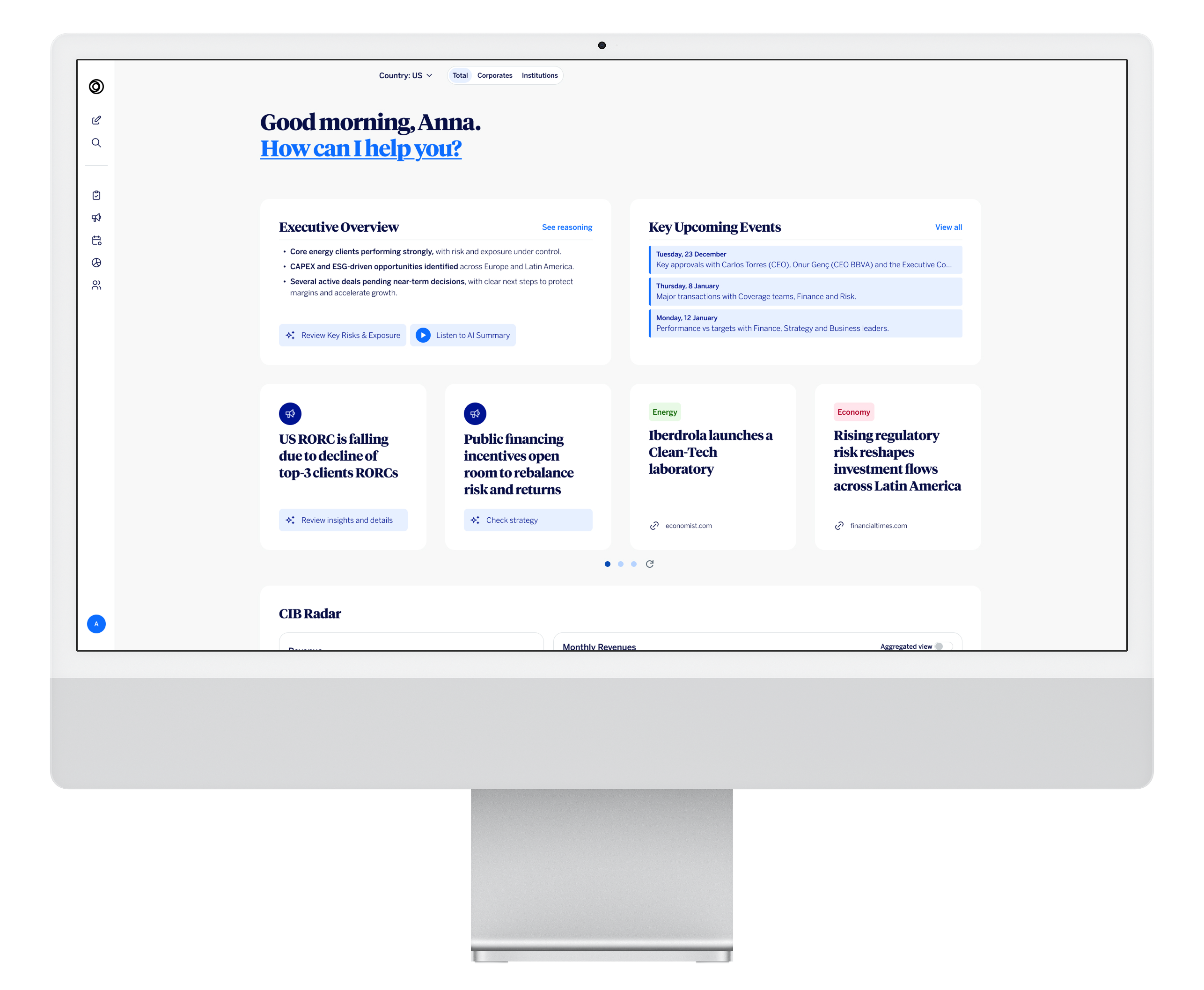 BBVA AI for the Future — Home dashboard on iMac