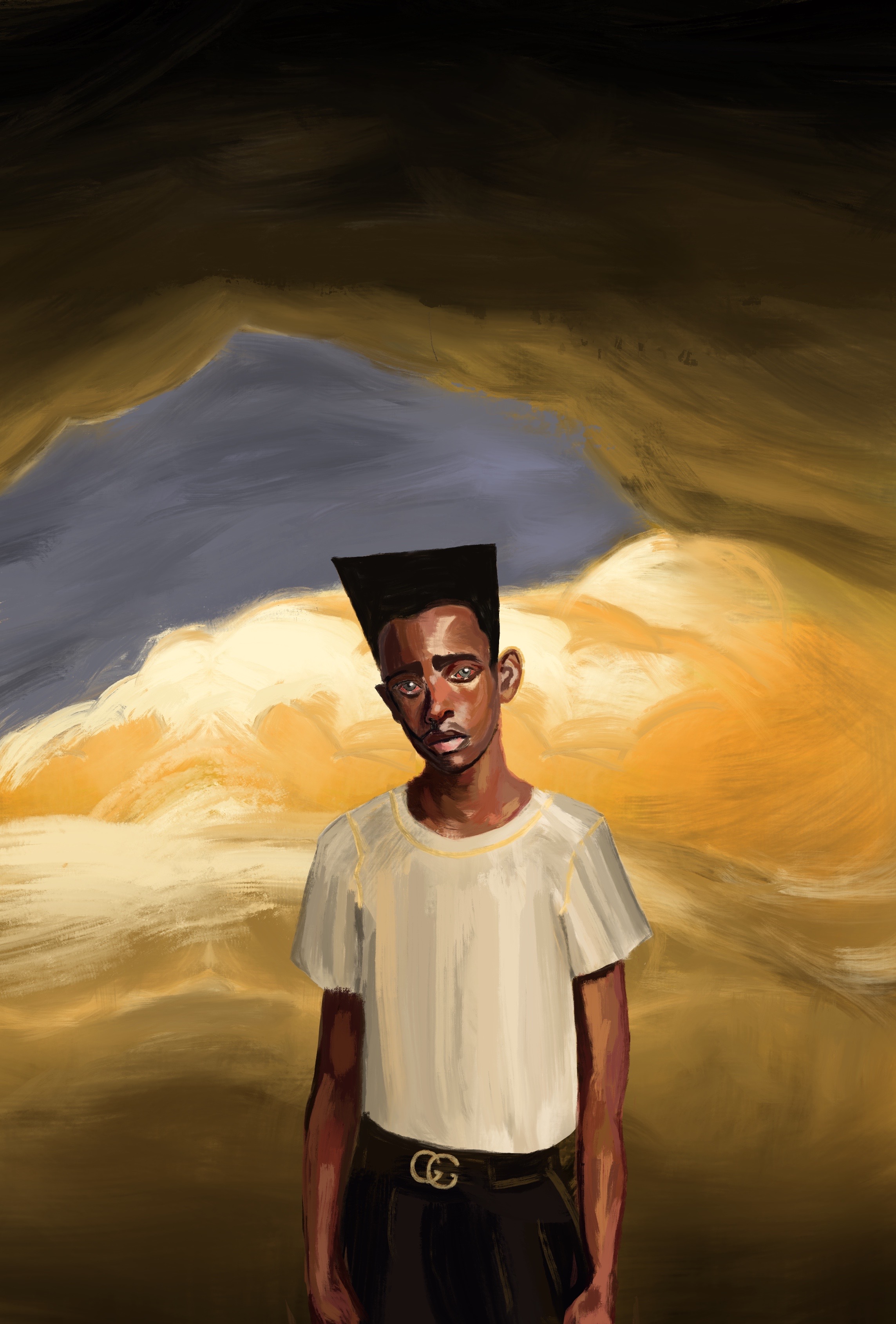 Drawing — young figure painterly portrait